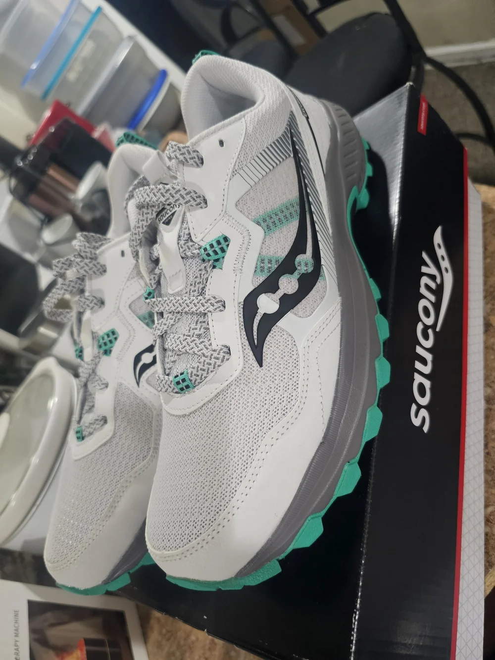 Saucony Women's Gray & Teal Trail Running Shoes